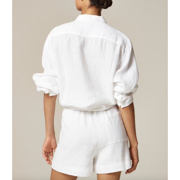 J.Crew 3" Stratus Short Linen Natural Beige Relaxed Pull On Casual Medium NWT - Picture 3 of 10